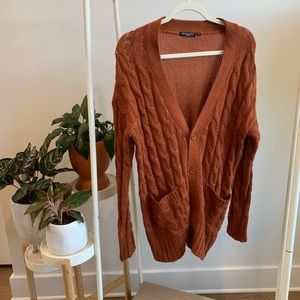Long terracotta cardigan